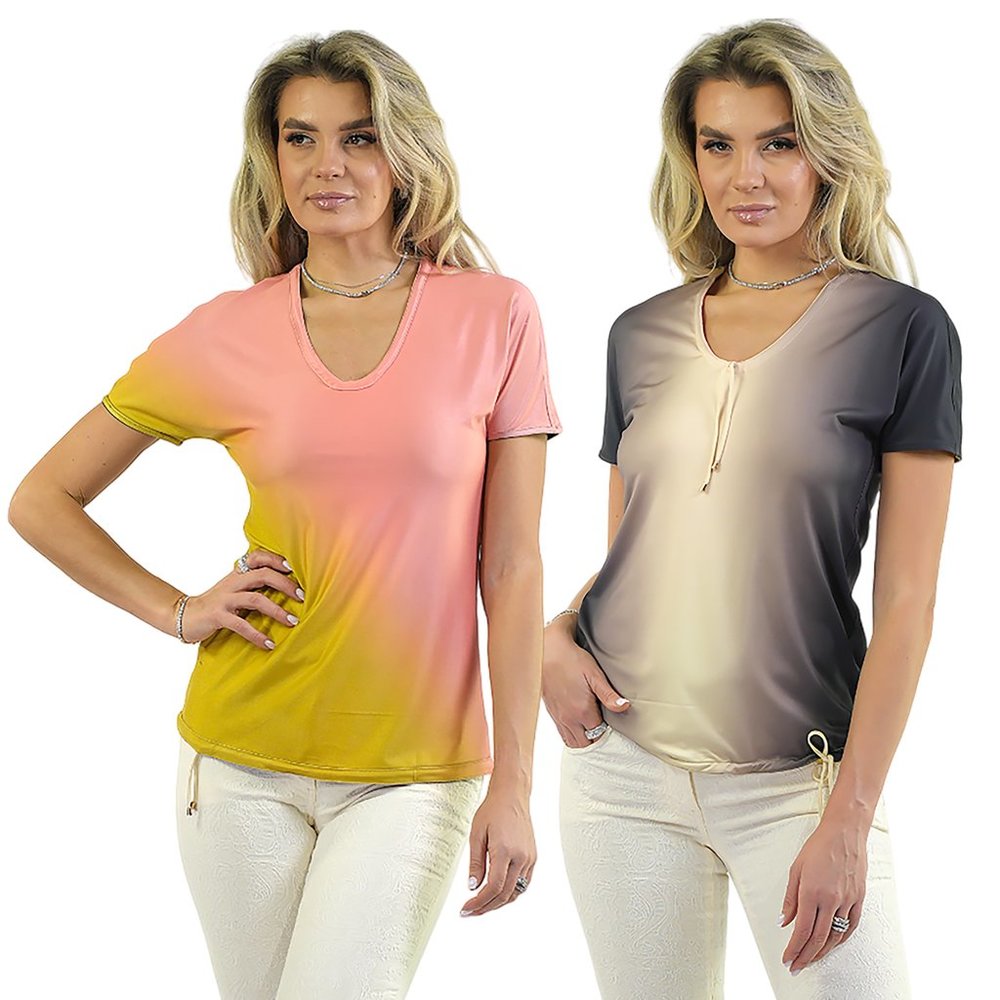 Reversible & Adjustable V-Neck Top in Coral/Black